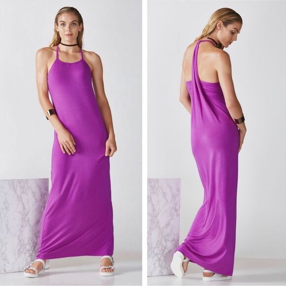 Fabletics Neema Maxi Dress sporty halter top bright purple size XS - Picture 1 of 7
